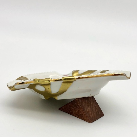 Kintsugi Ashtray Floral Porcelain Germany Gold Crack Art Personal Growth Gift - Picture 8 of 12